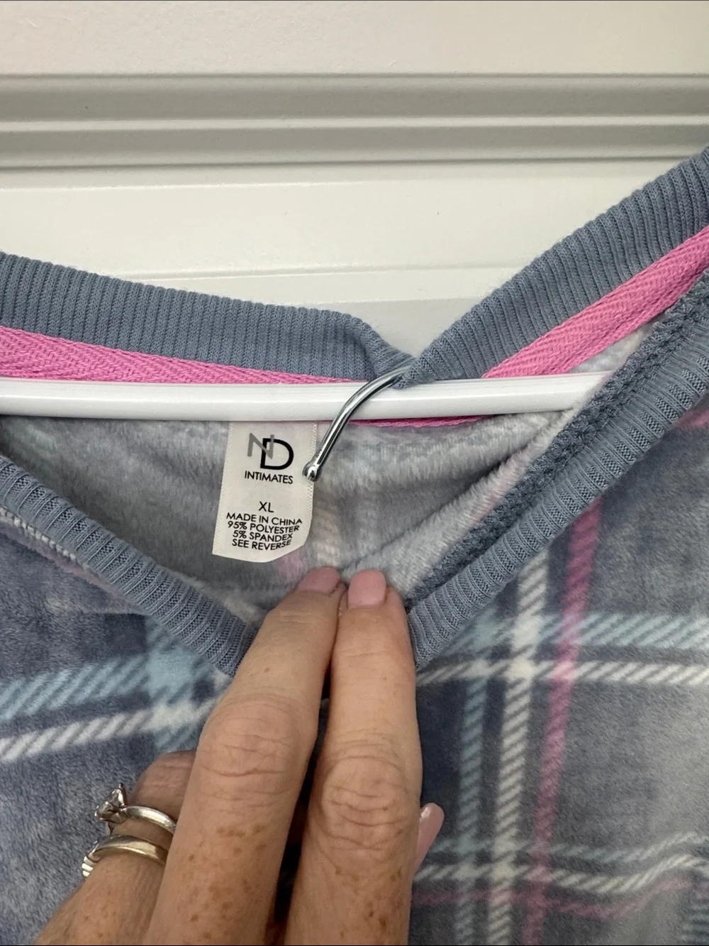 Women's Plaid Long-Sleeve Pajama Set - Gray with Pink & Light Blue